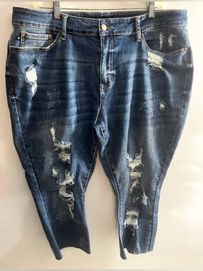Judy Blue Size 20W Distressed Dark Blue Women’s Jeans - Skinny Fit